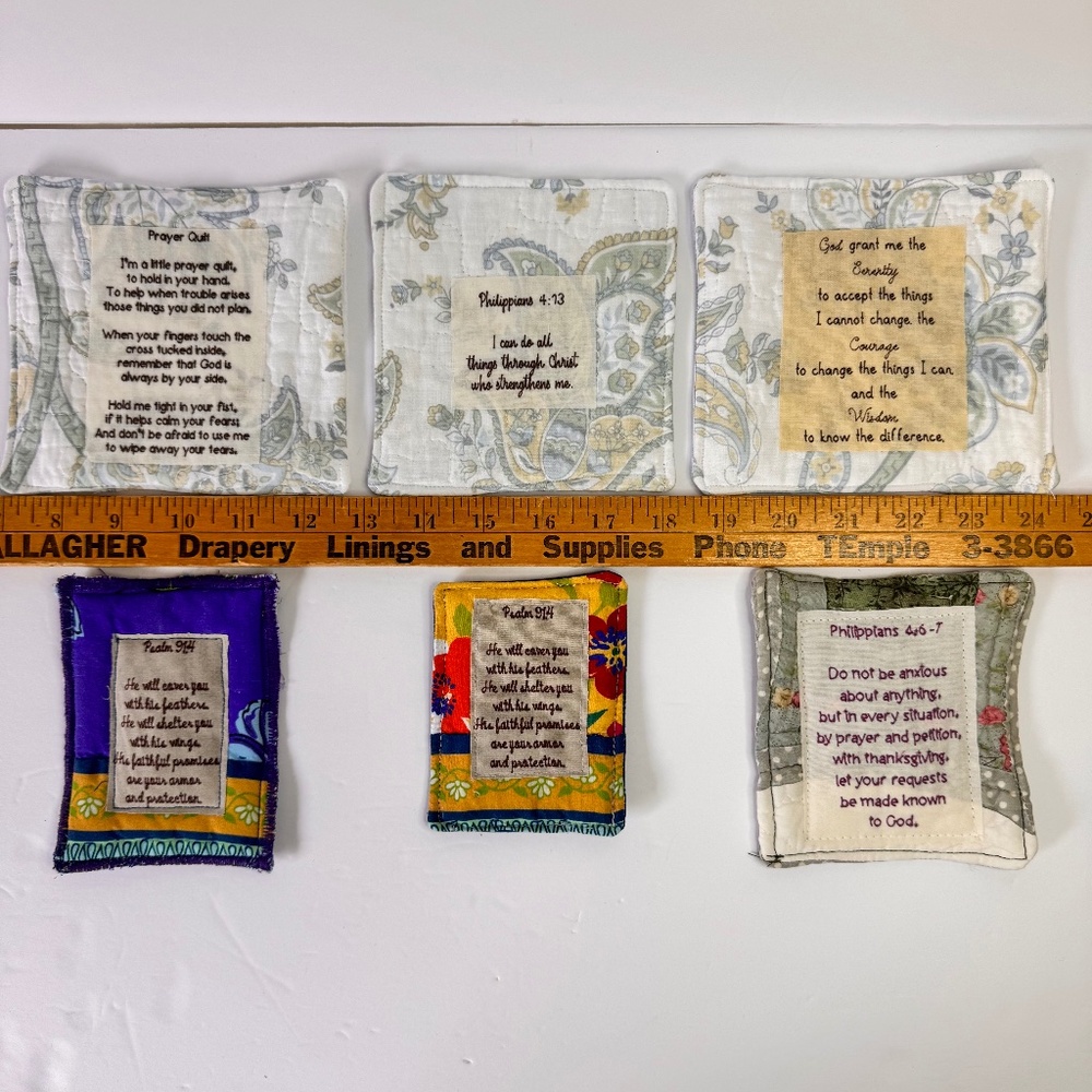 6 Handcrafted‎ Prayer Quilts lot Unique